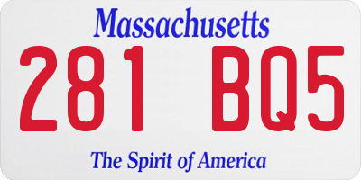 MA license plate 281BQ5