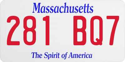 MA license plate 281BQ7