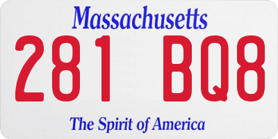 MA license plate 281BQ8