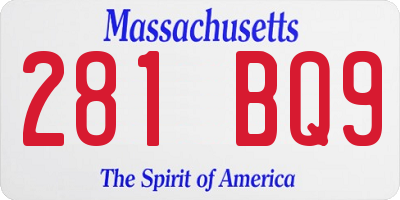 MA license plate 281BQ9