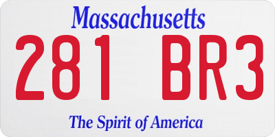 MA license plate 281BR3