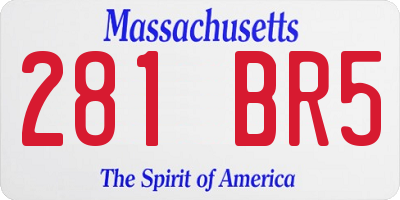 MA license plate 281BR5