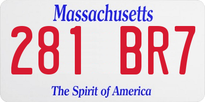 MA license plate 281BR7