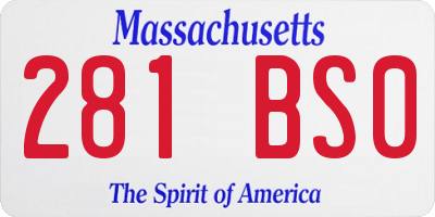 MA license plate 281BS0