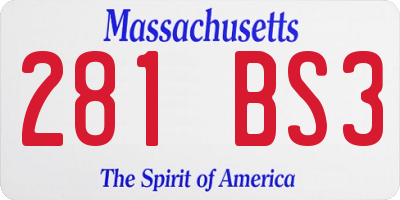 MA license plate 281BS3