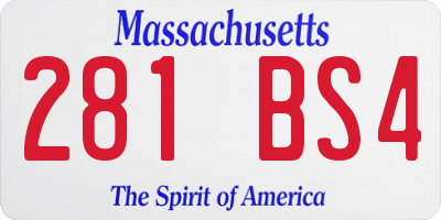 MA license plate 281BS4