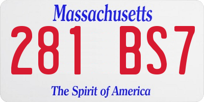 MA license plate 281BS7