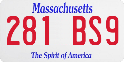 MA license plate 281BS9