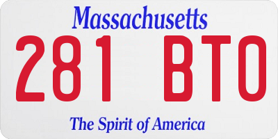MA license plate 281BT0