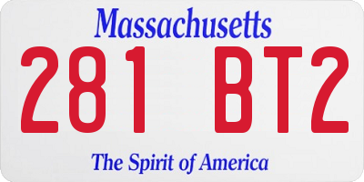 MA license plate 281BT2