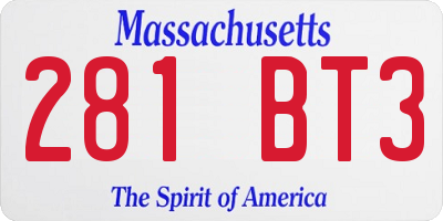 MA license plate 281BT3