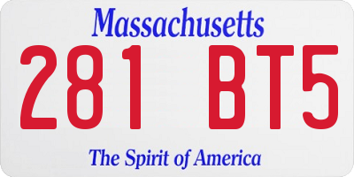 MA license plate 281BT5