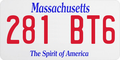 MA license plate 281BT6