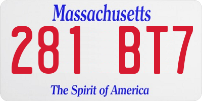 MA license plate 281BT7