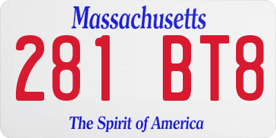 MA license plate 281BT8