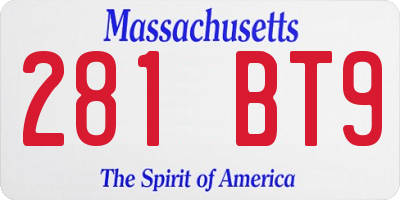 MA license plate 281BT9