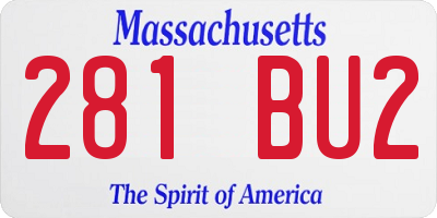 MA license plate 281BU2