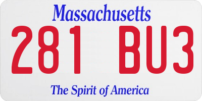 MA license plate 281BU3