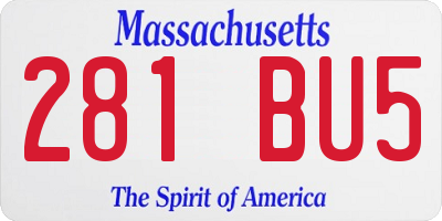 MA license plate 281BU5