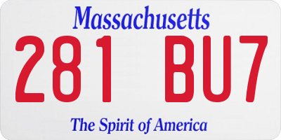 MA license plate 281BU7