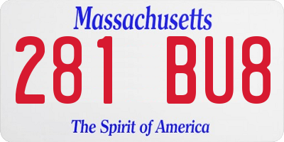 MA license plate 281BU8