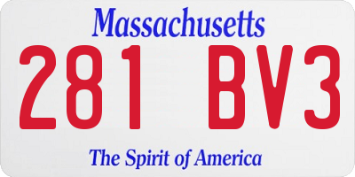 MA license plate 281BV3