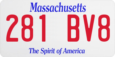 MA license plate 281BV8