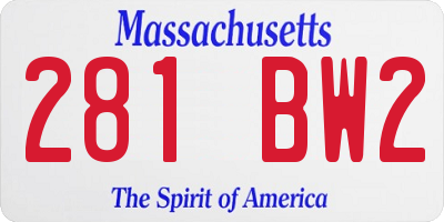 MA license plate 281BW2