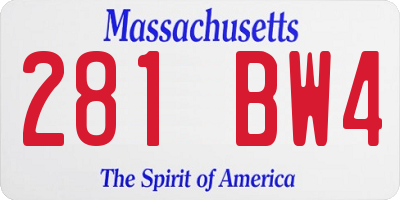 MA license plate 281BW4