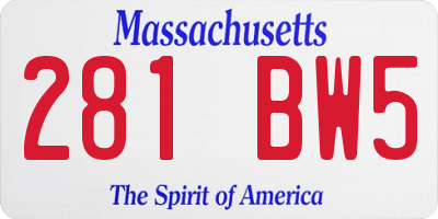 MA license plate 281BW5