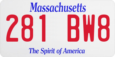 MA license plate 281BW8