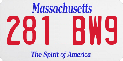 MA license plate 281BW9