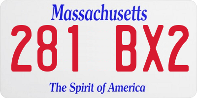 MA license plate 281BX2
