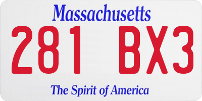 MA license plate 281BX3