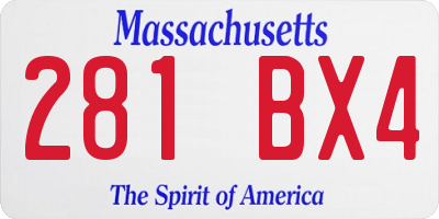 MA license plate 281BX4