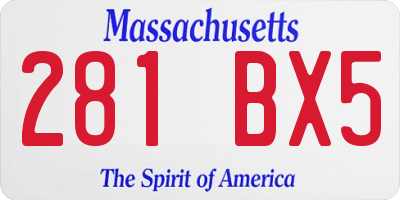 MA license plate 281BX5