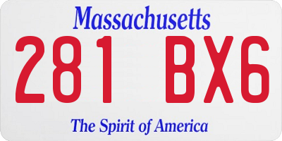 MA license plate 281BX6