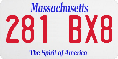 MA license plate 281BX8