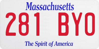 MA license plate 281BY0