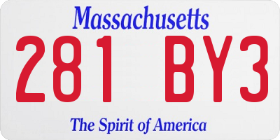 MA license plate 281BY3
