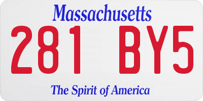 MA license plate 281BY5
