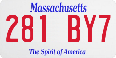 MA license plate 281BY7