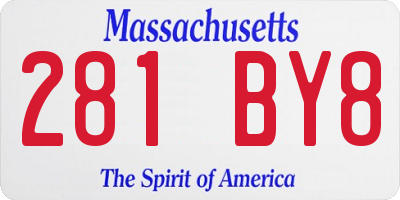 MA license plate 281BY8