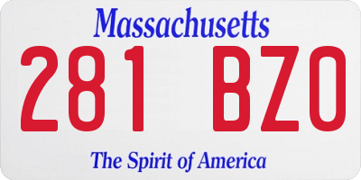 MA license plate 281BZ0