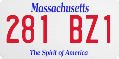 MA license plate 281BZ1