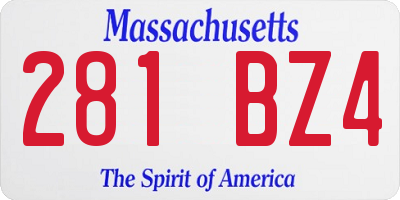 MA license plate 281BZ4