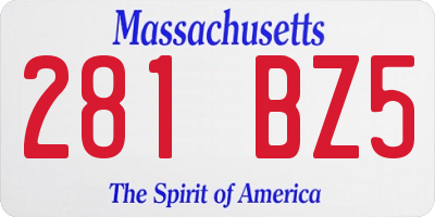 MA license plate 281BZ5