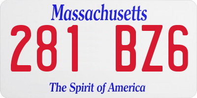 MA license plate 281BZ6