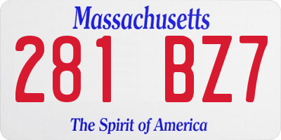 MA license plate 281BZ7