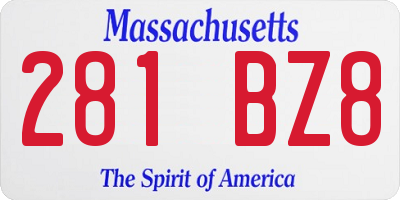 MA license plate 281BZ8